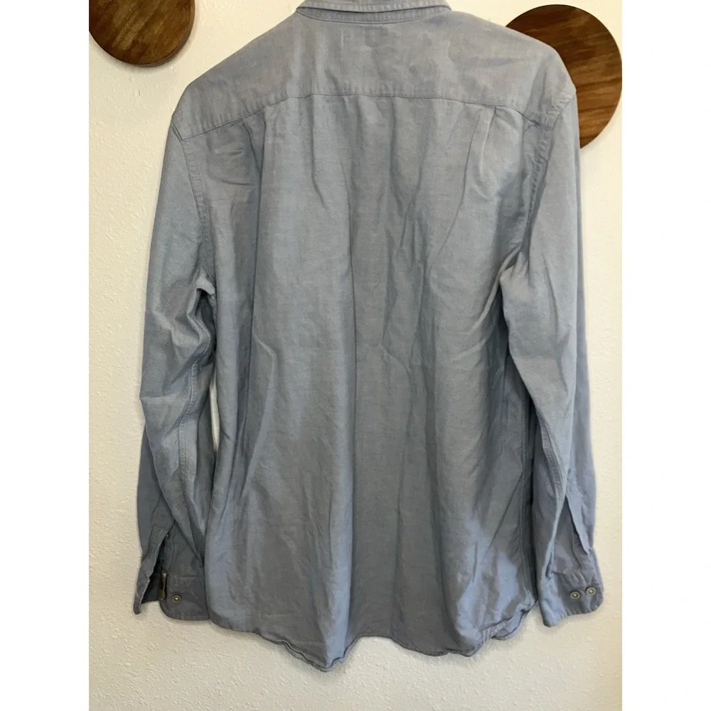 Nautica Blue Long Sleeved Button Shirt 100% Cotton Size Medium - Picture 4 of 5